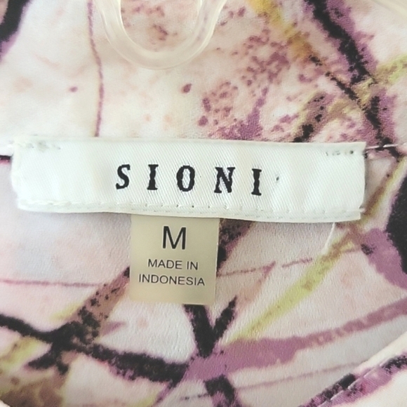 Sioni Womens Pink Floral Button Down Blouse - Size Medium - Picture 3 of 7